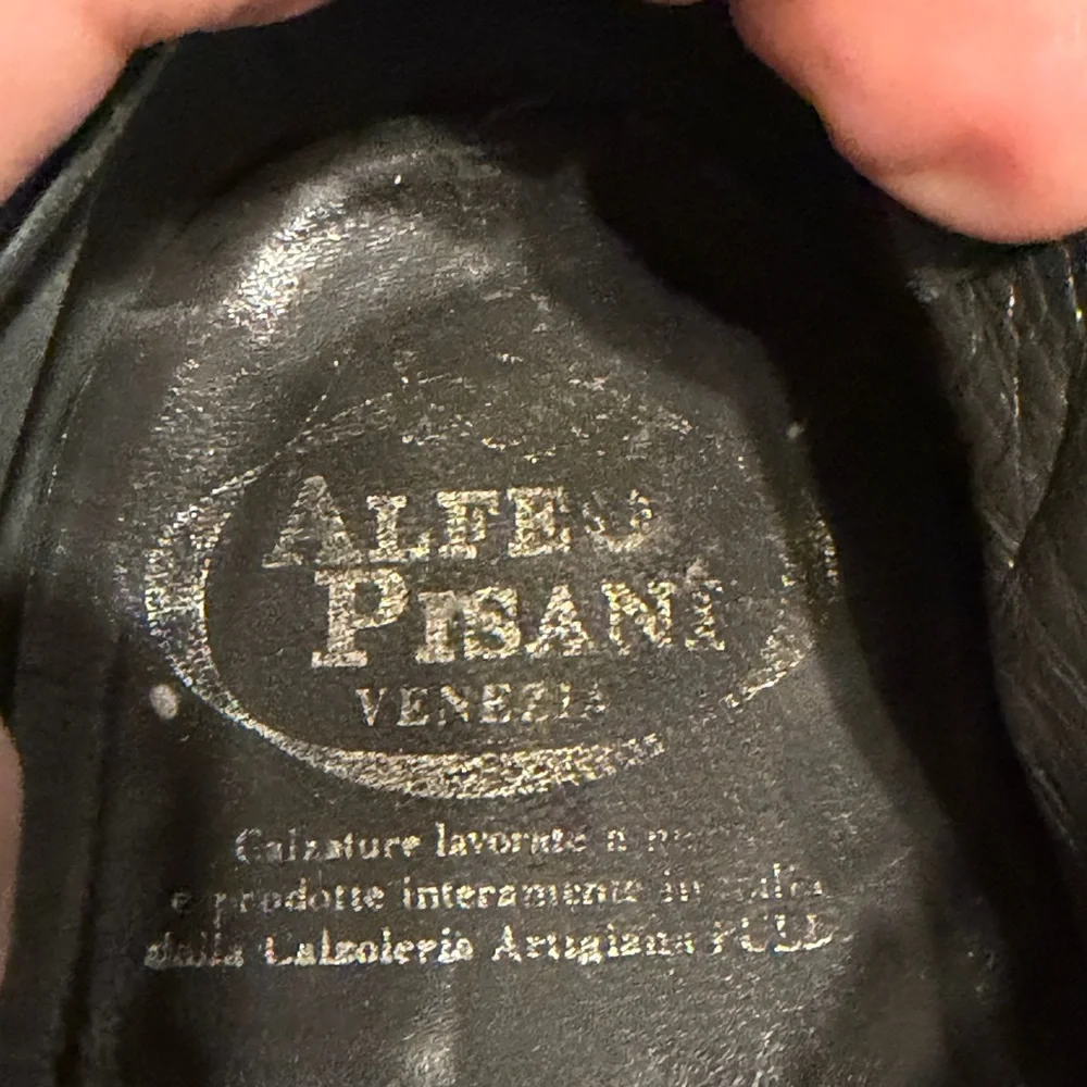 Alfeo Pisani Venezia Black Italian Leather Oxford Dress Shoes 9.5